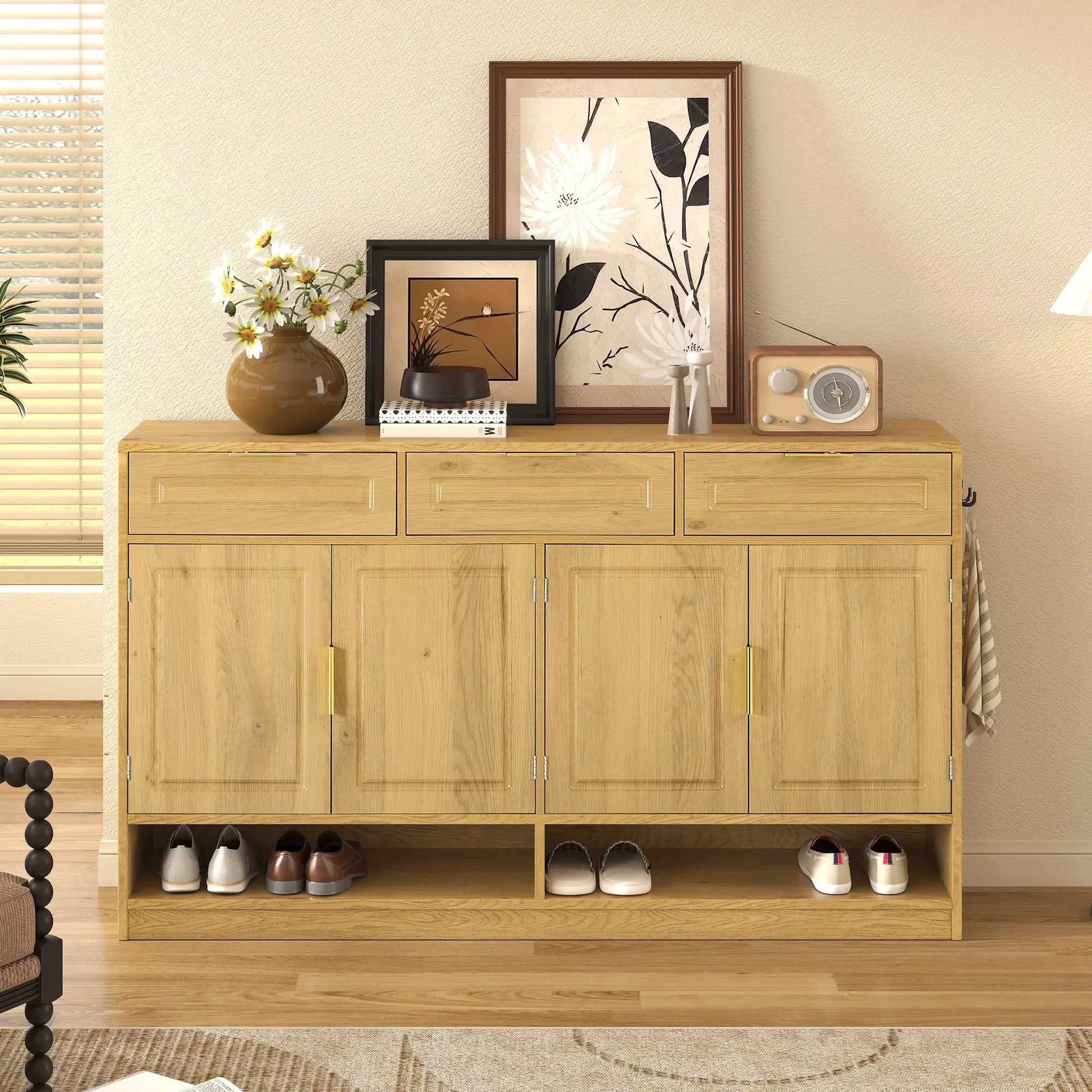U-Style Farmhouse Sideboard with 3 Drawers & 4 Doors by HouseOfZazla