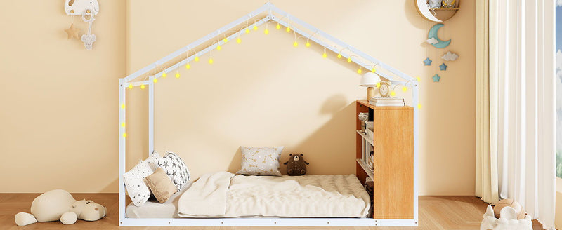 Bed House Frame With Shelves And Lights by HouseOfZazla