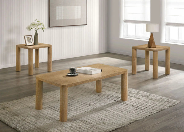 Castlewood 3-piece Cocktail Coffee Table Set Light Oak