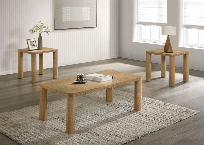 Castlewood 3-piece Cocktail Coffee Table Set Light Oak by Unique Piece Furniture