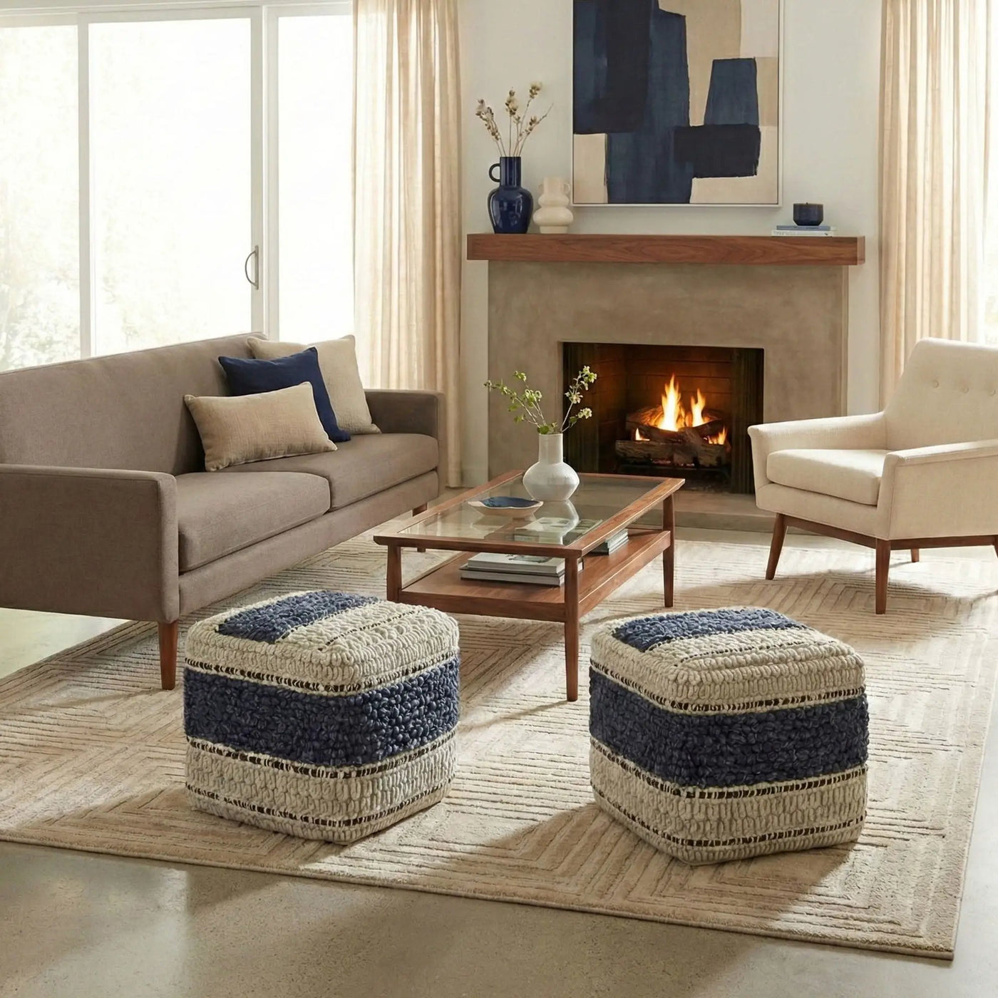 Grady - Handcrafted Square Pouf by HouseOfZazla