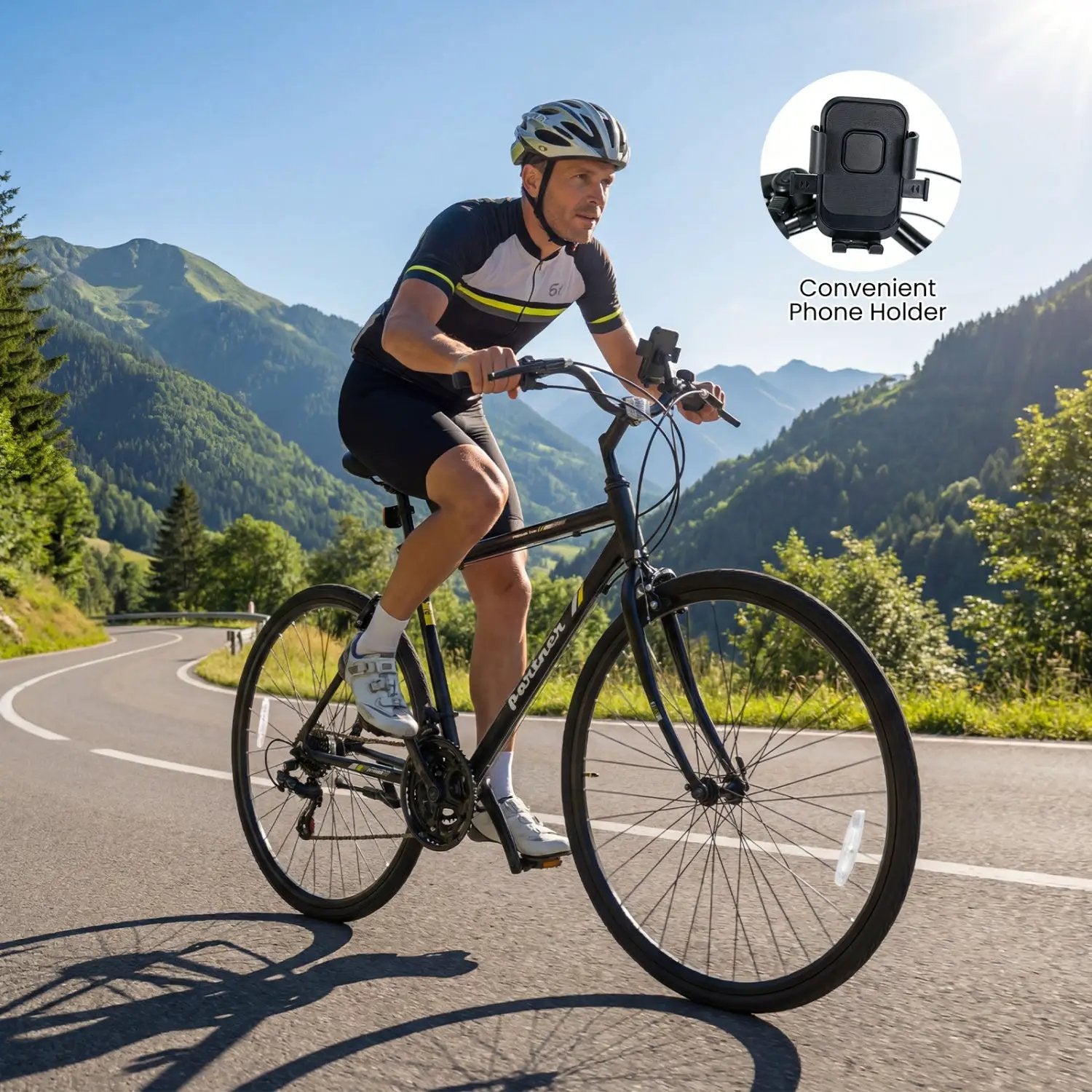 700C Hybrid Bike for Adult with 18-Speed Shimano Drivetrain and Phone Holder by DirectDeals
