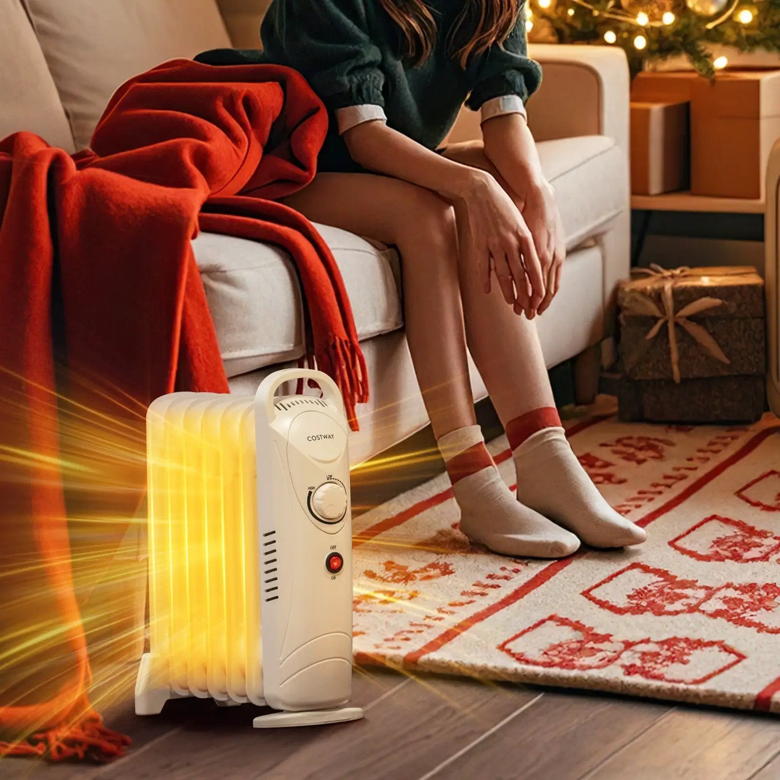700W Electric Oil Filled Radiator Heater with Adjustable Thermostat by DirectDeals