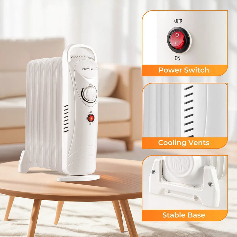 700W Electric Oil Filled Radiator Heater with Adjustable Thermostat by DirectDeals