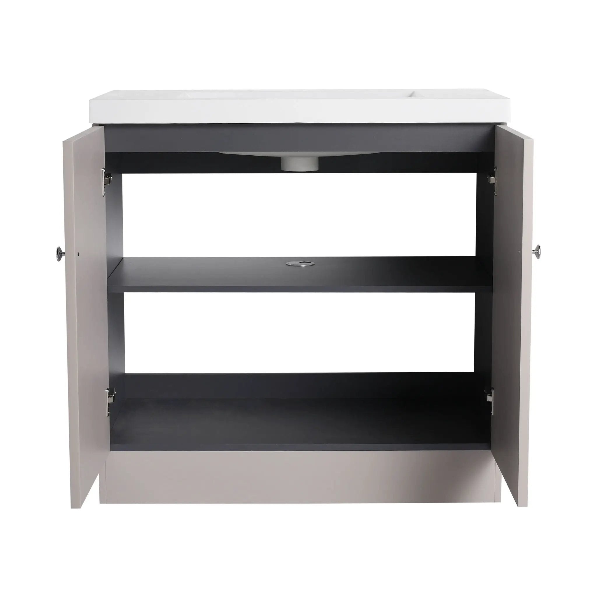 Contemporary Freestanding Bathroom Vanity With Resin Sink & Soft-Close Cabinet Doors by HouseOfZazla