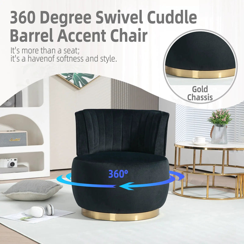 360 Degree Swivel Cuddle Barrel Accent Sofa Chair by Unique Piece Furniture
