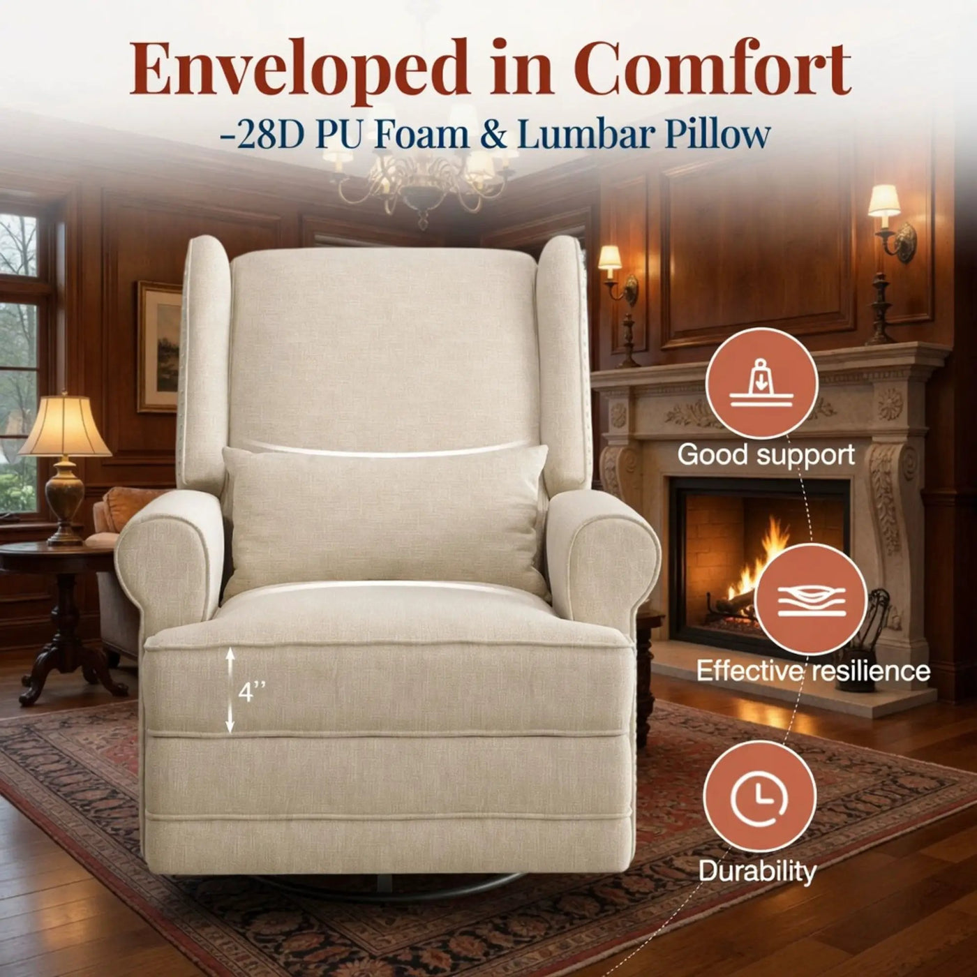Extra Wide Swivel Recliner Glider Chair With Footrest by HouseOfZazla
