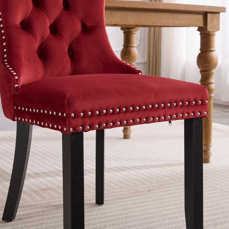 Classic Velvet Dining Chairs - Burgundy (Set of 2) by HouseOfZazla