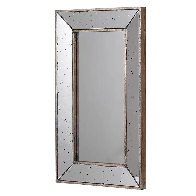Distressed Accent Mirror, Traditional Style Framed Wall Mirror For Living Room by Unique Piece Furniture