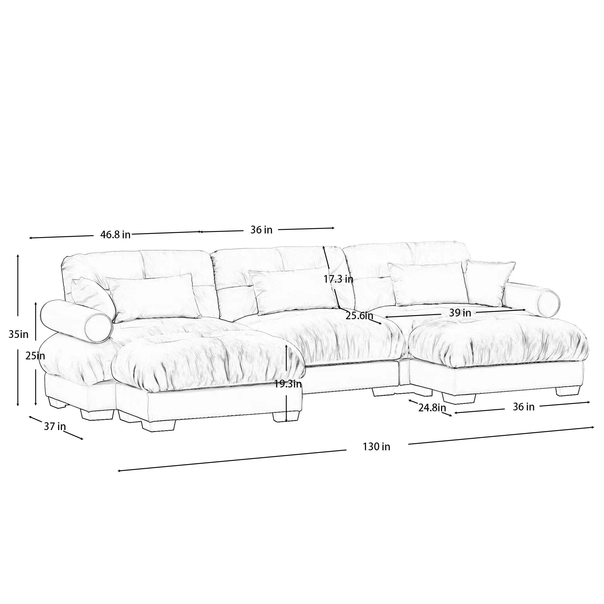 Super Comfort Oversized Modular Sectional Sofa With Movable Ottoman by Unique Piece Furniture