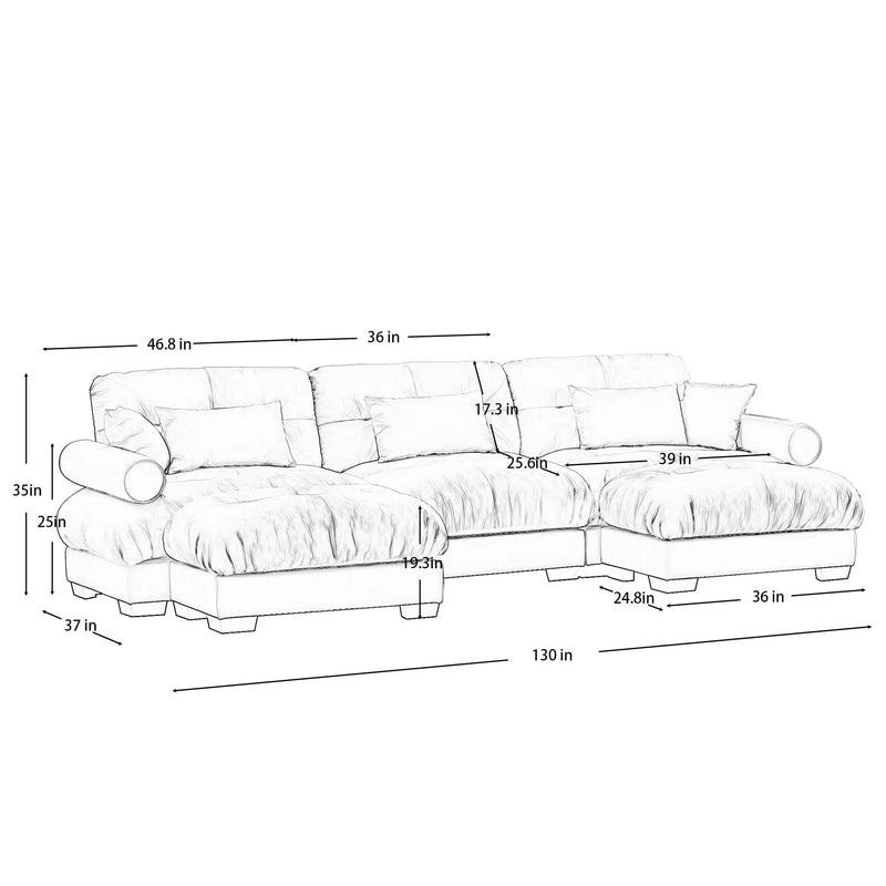 Super Comfort Oversized Modular Sectional Sofa With Movable Ottoman by Unique Piece Furniture
