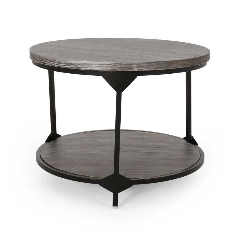 Coffee Table With Wood Patterned Tabletop And Iron Frame - Gray by HouseOfZazla