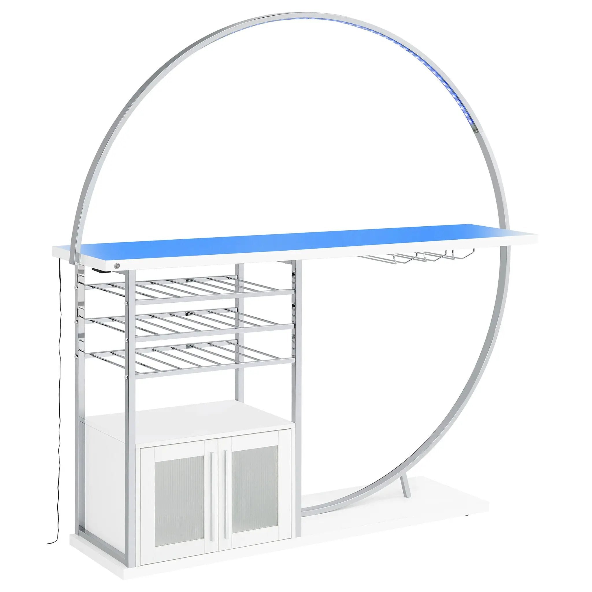 Casey - 2 Door Home Bar Storage Bar With Customizable Lighting - White by HouseOfZazla