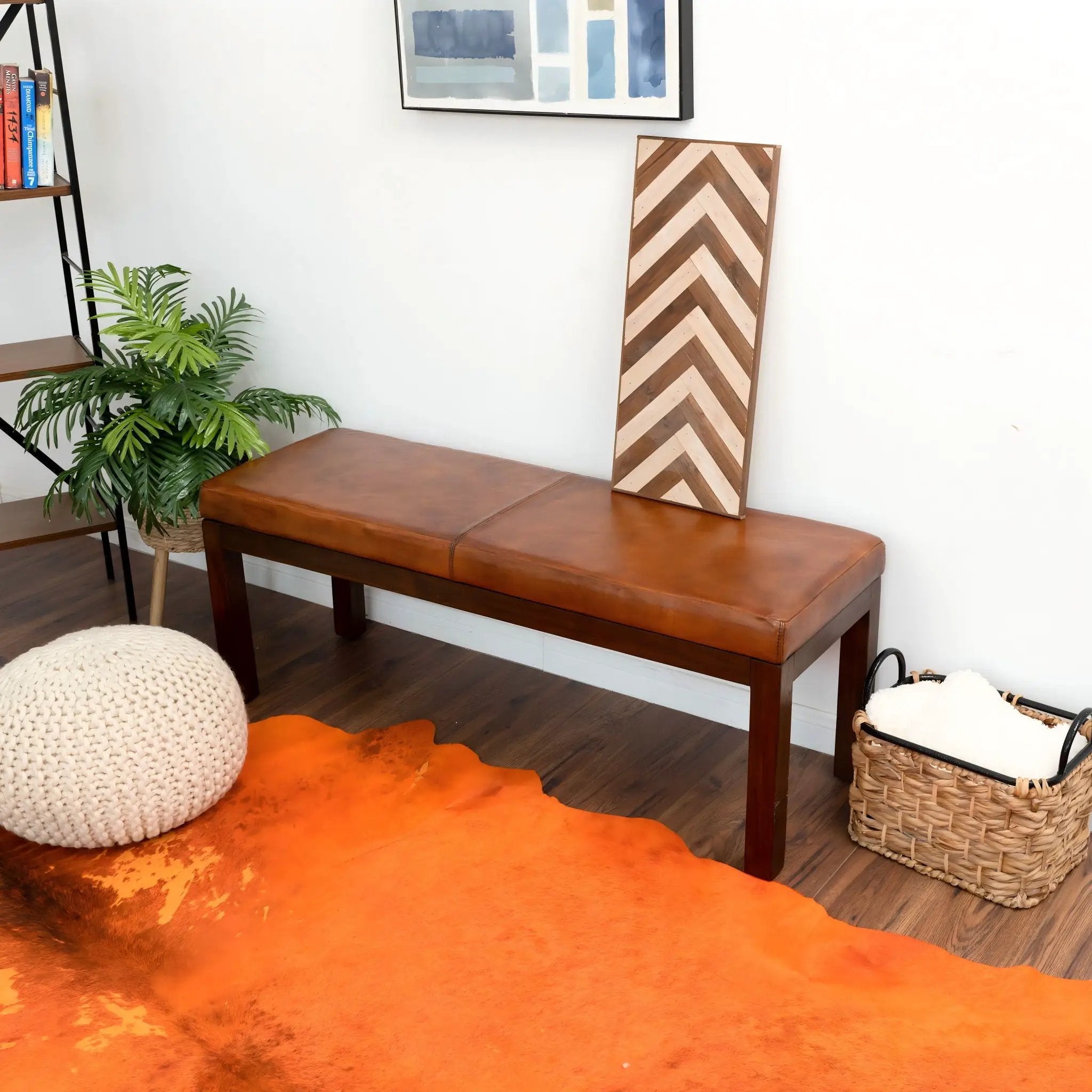 Austin - Bench With Lines - Antique Brown / Brown / Rustic / Tan by Unique Piece Furniture