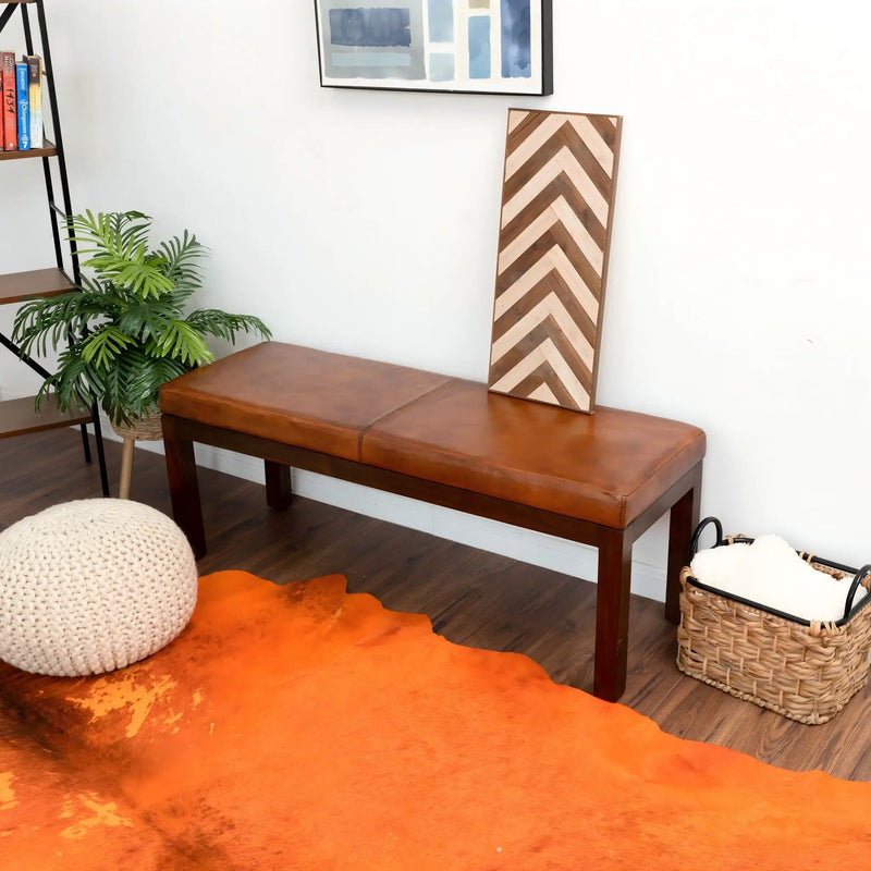 Austin - Bench With Lines - Antique Brown / Brown / Rustic / Tan by Unique Piece Furniture