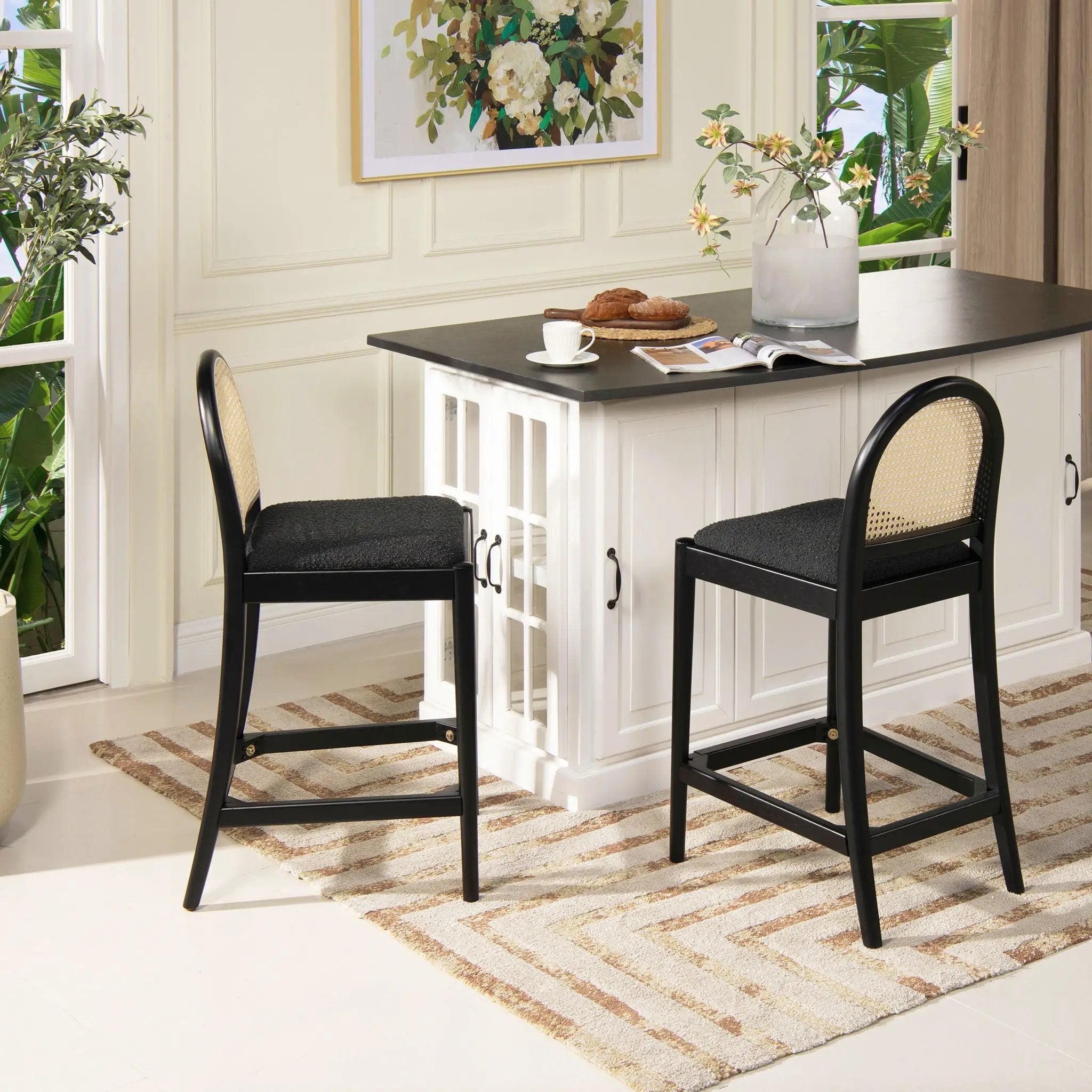 Panama - Curved Back Cane Counter Stool (Set of 2) by Unique Piece Furniture