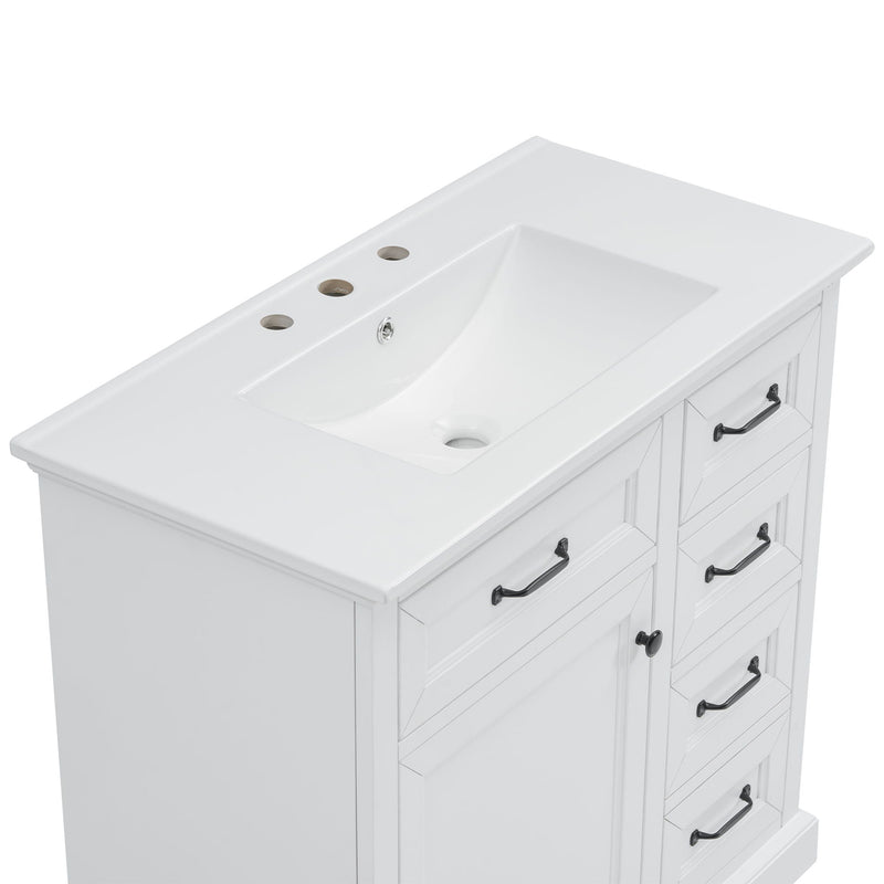 36" Bathroom Vanity With Sink, 2 Tip-Out Drawers, Soft Close Hinges by HouseOfZazla