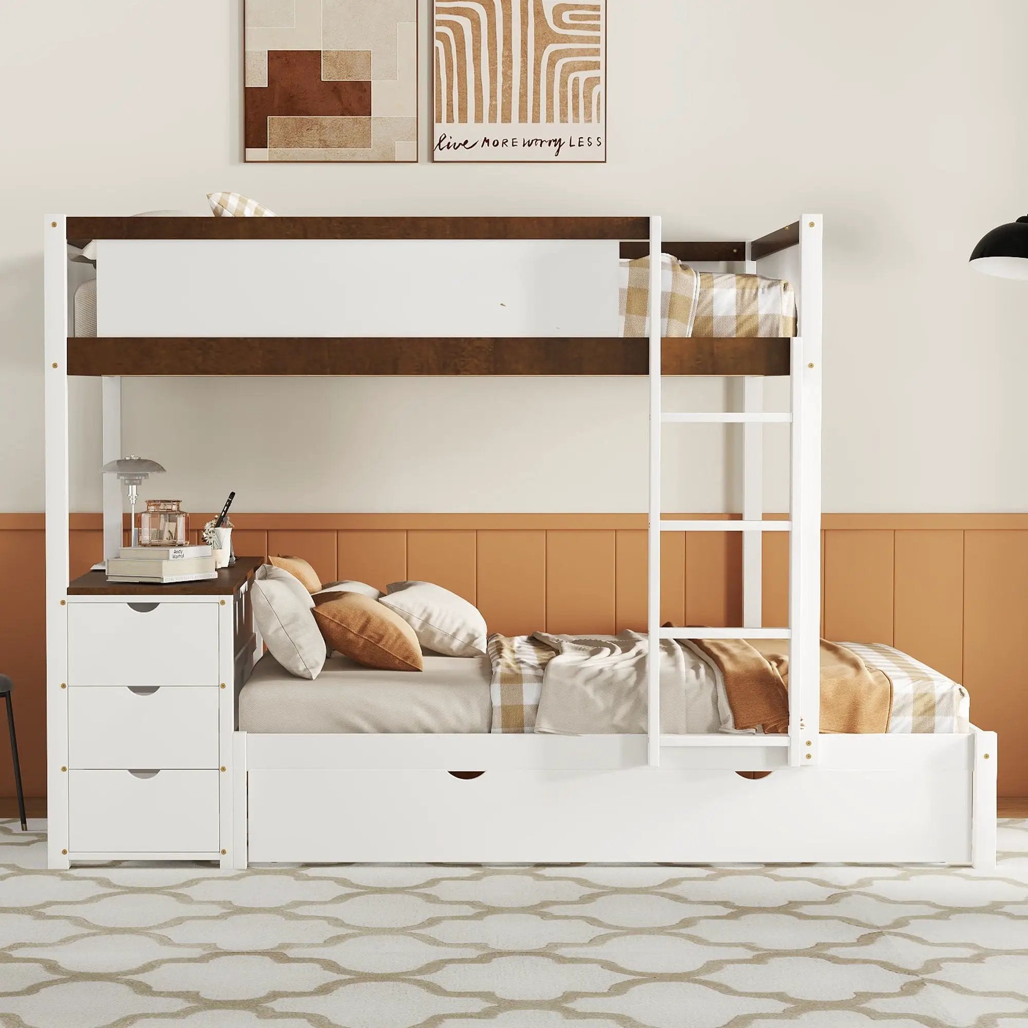 Bunk Bed With Twin Size Trundle, Storage And Desk by Unique Piece Furniture