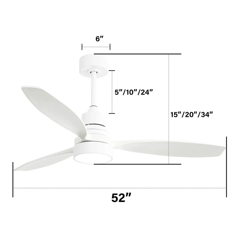 Ceiling Fan With Reversible DC Motor, LED Light, Solid Blades, Remote Control by Unique Piece Furniture