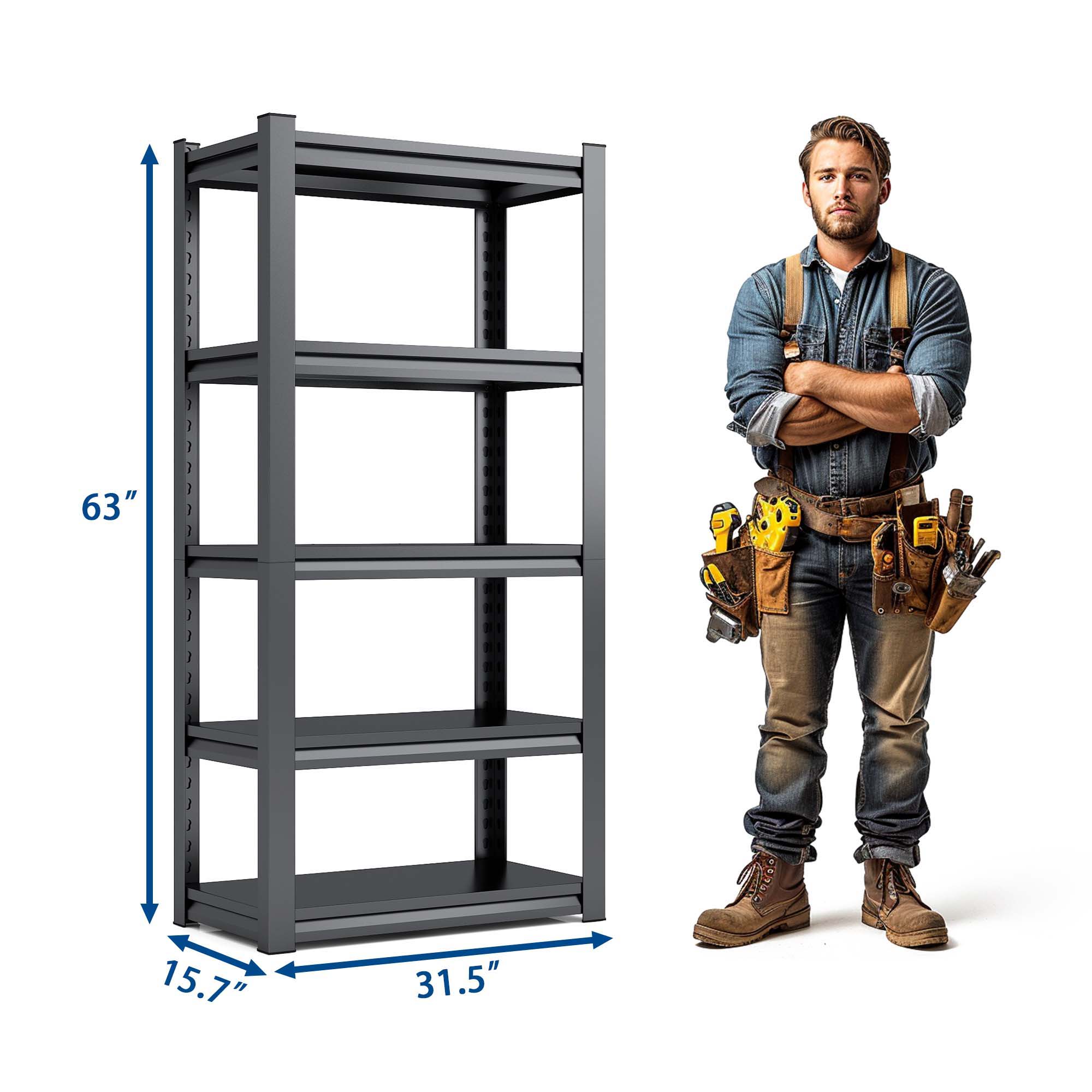 Industrial Heavy Duty Metal Garage Shelving Unit, Adjustable Storage Rack by HouseOfZazla