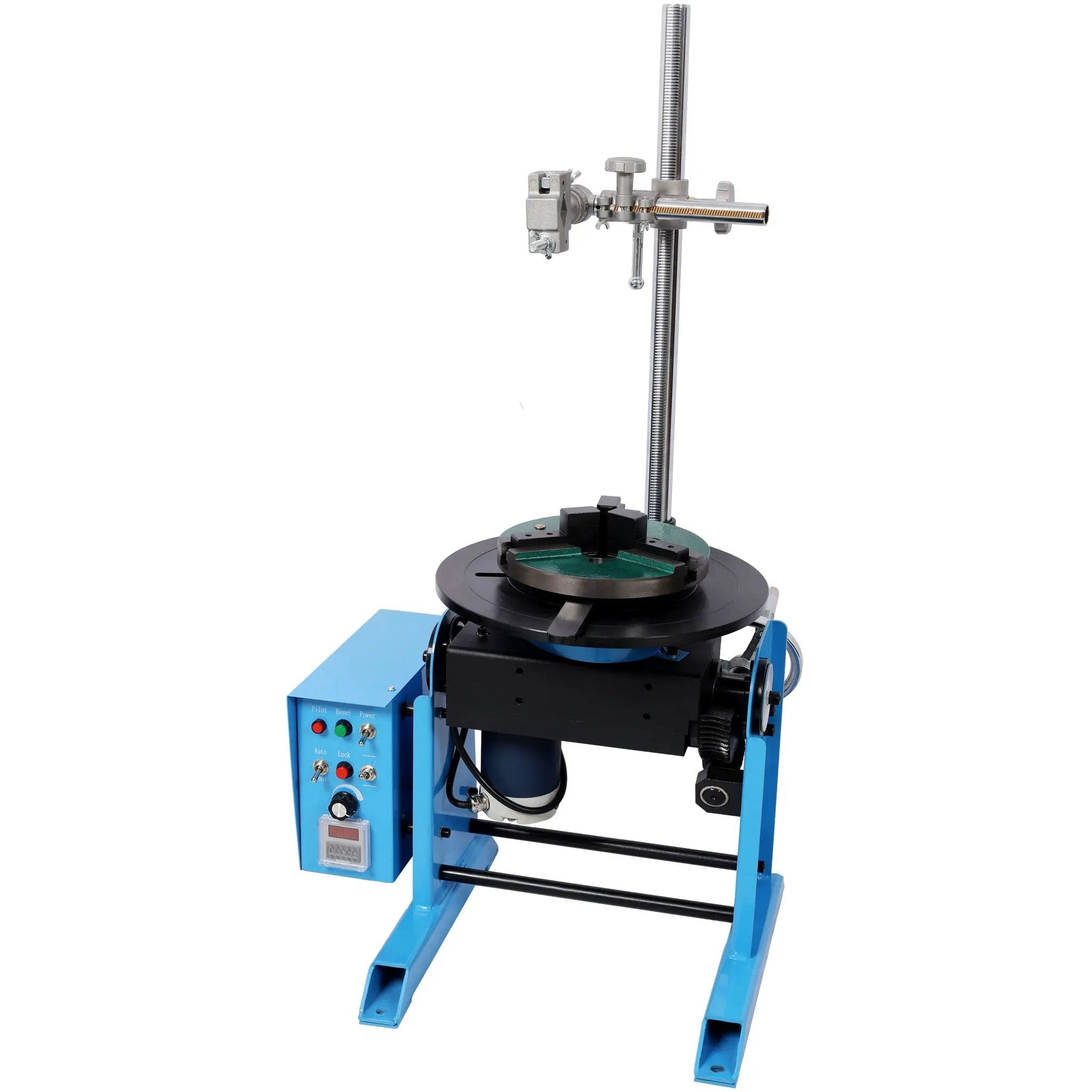 Heavy Duty Rotary Welding Positioner Turntable Table With Manual Tilt And 3 Jaw Lathe Chuck - Blue by HouseOfZazla