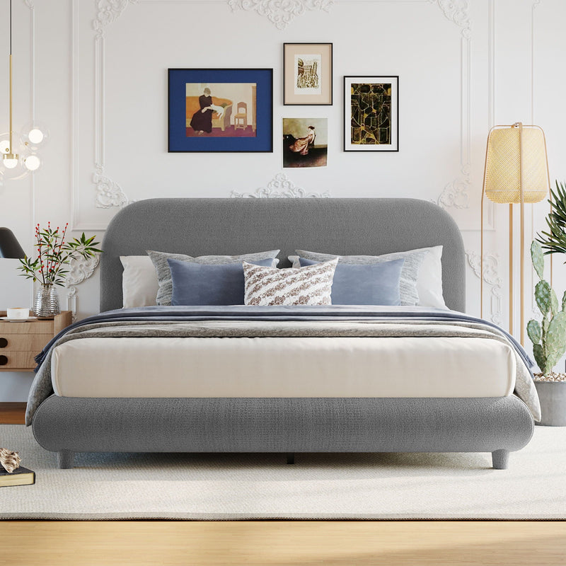 Upholstered Platform Bed With Thick Solid Frame And Stylish Curve-Shaped Design by HouseOfZazla