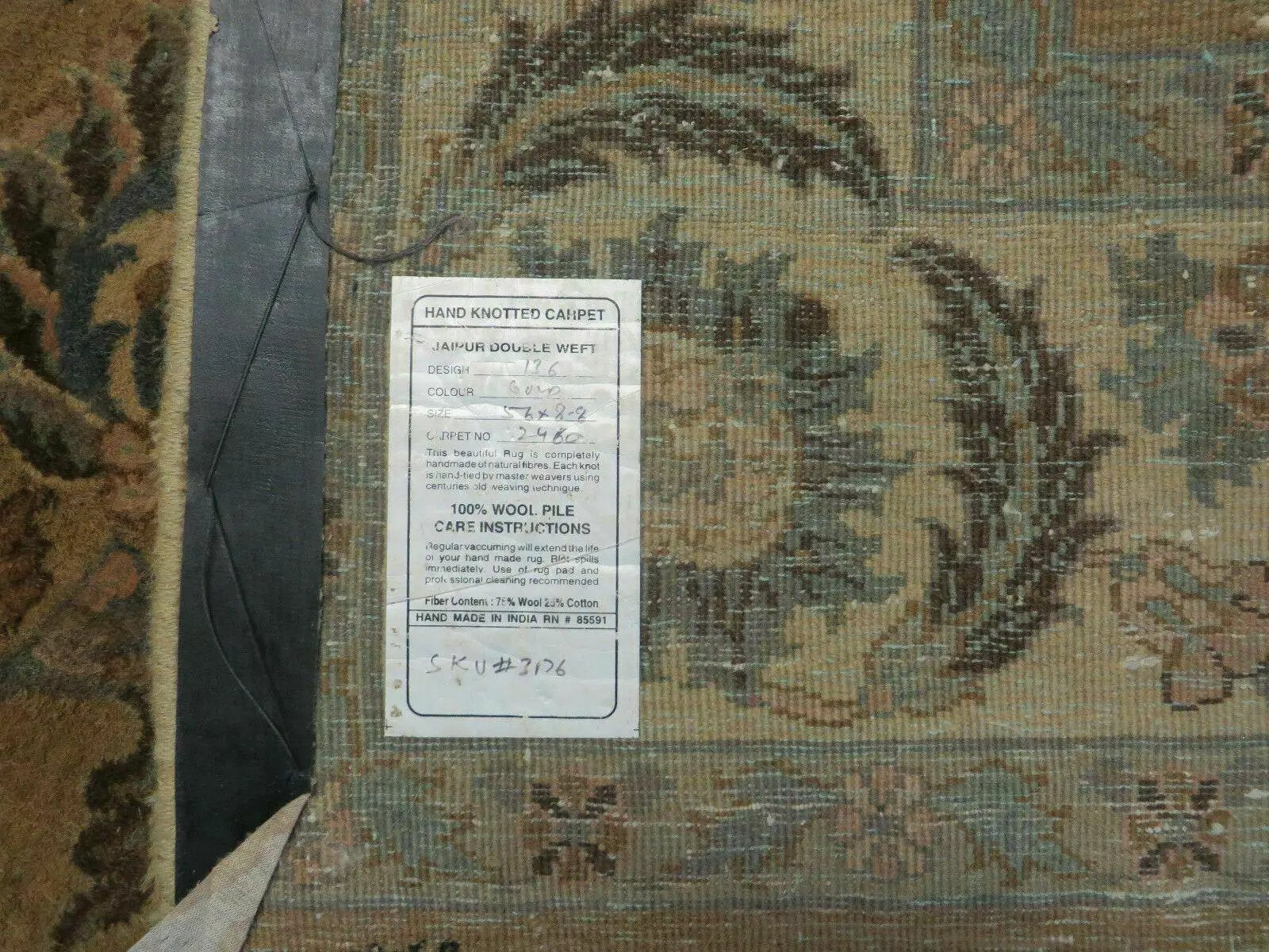 5' 6" X 9' Vintage Handmade Jaipur Indian Floral Oriental Wool Rug Veg Dyes by Jewel Rugs
