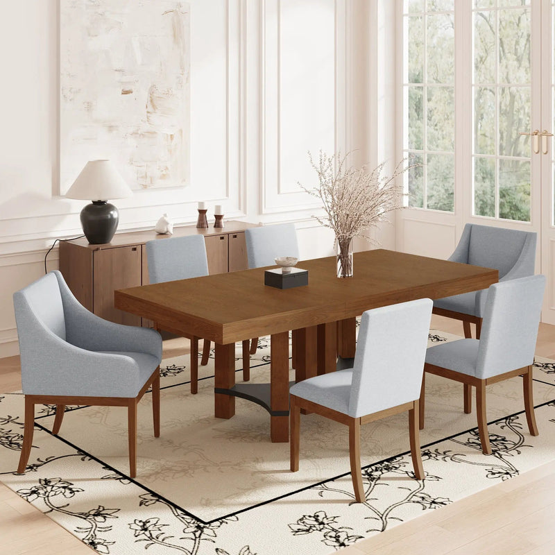 Topmax - 7 Piece Rustic Extendable Dining Table Set With Removable Leaf, 2 Arm Chairs And 4 Armless Chairs by Unique Piece Furniture