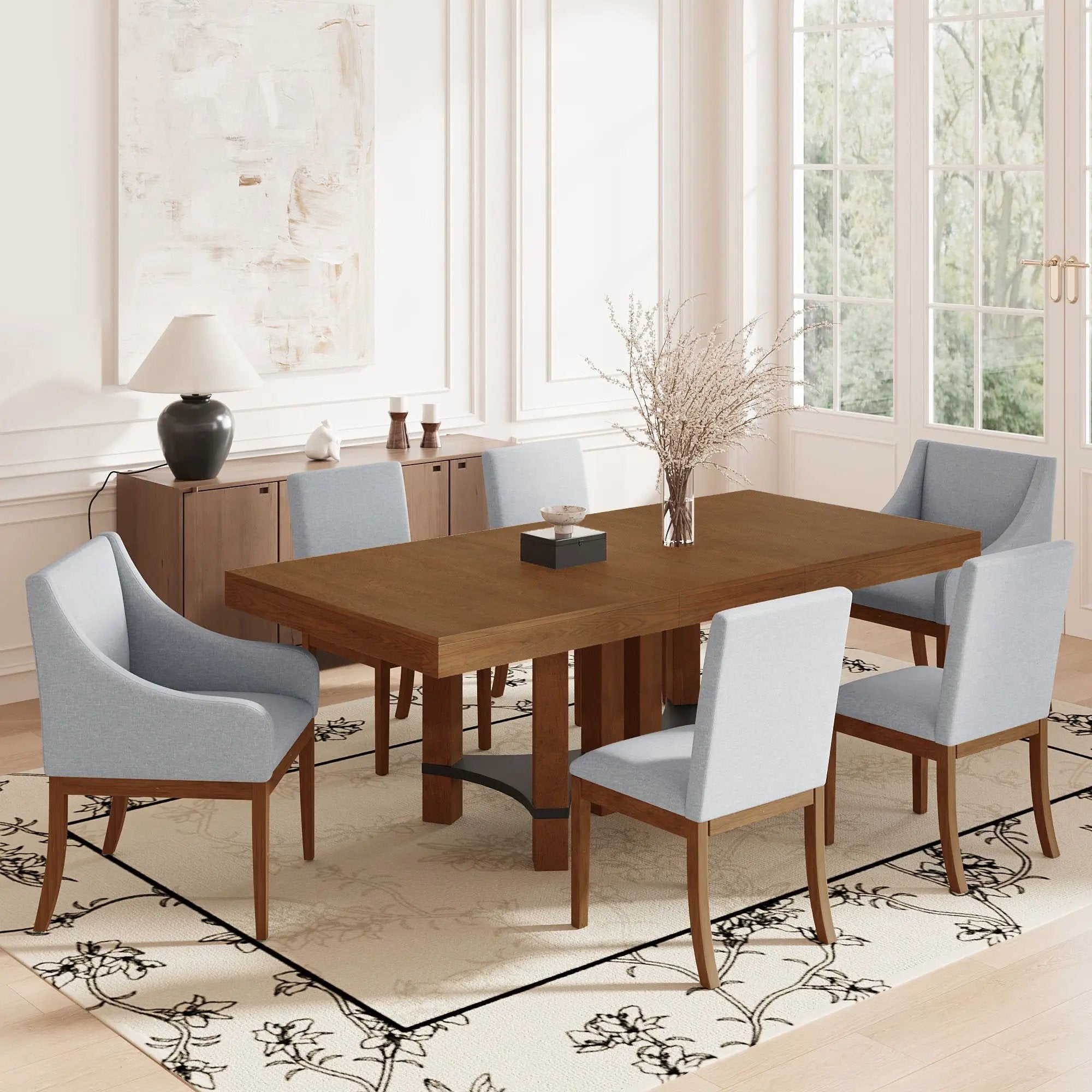 Topmax - 7 Piece Rustic Extendable Dining Table Set With Removable Leaf, 2 Arm Chairs And 4 Armless Chairs by HouseOfZazla