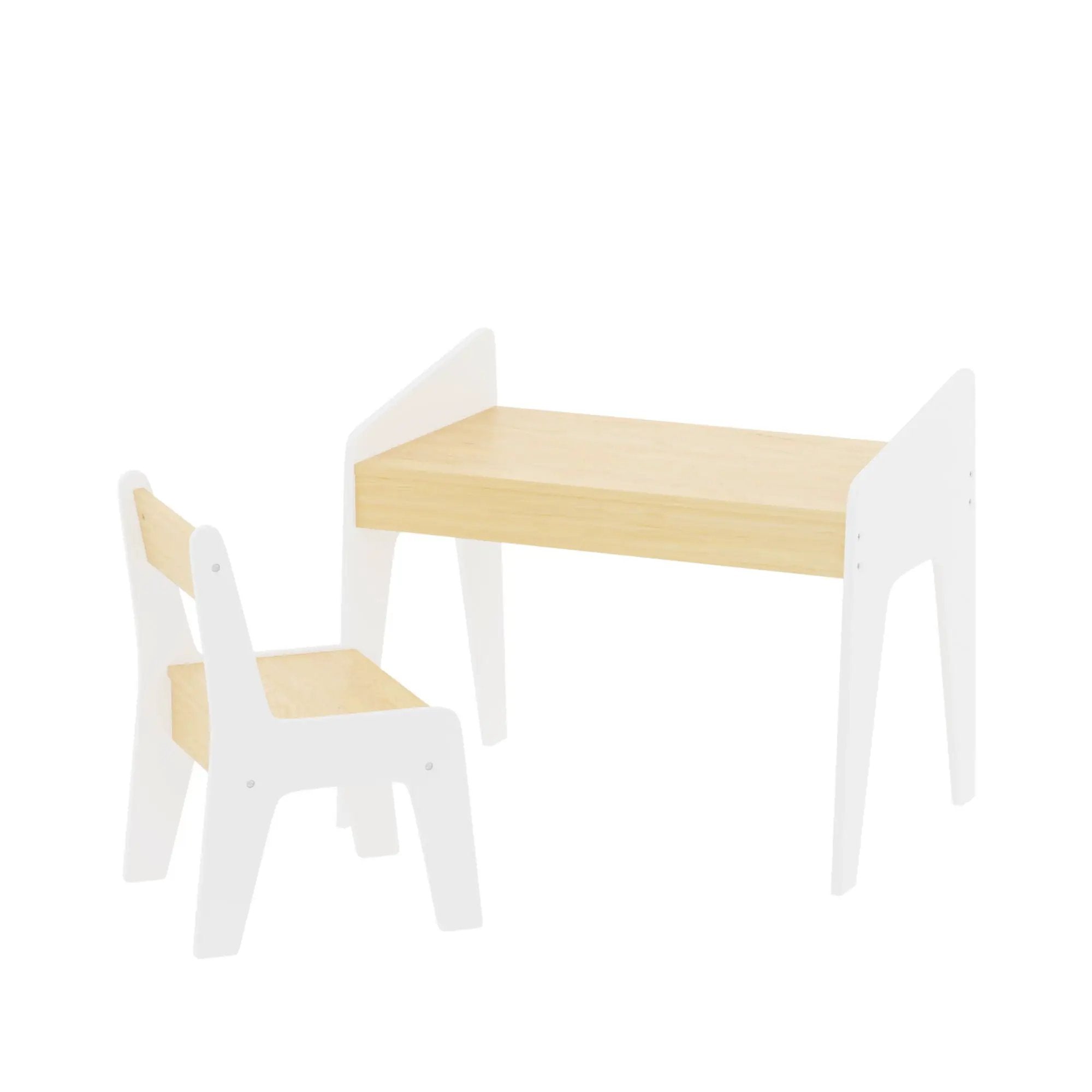 Table Set With 1 Chair, Children Study Table For Ages 2 - 8 - White by Unique Piece Furniture