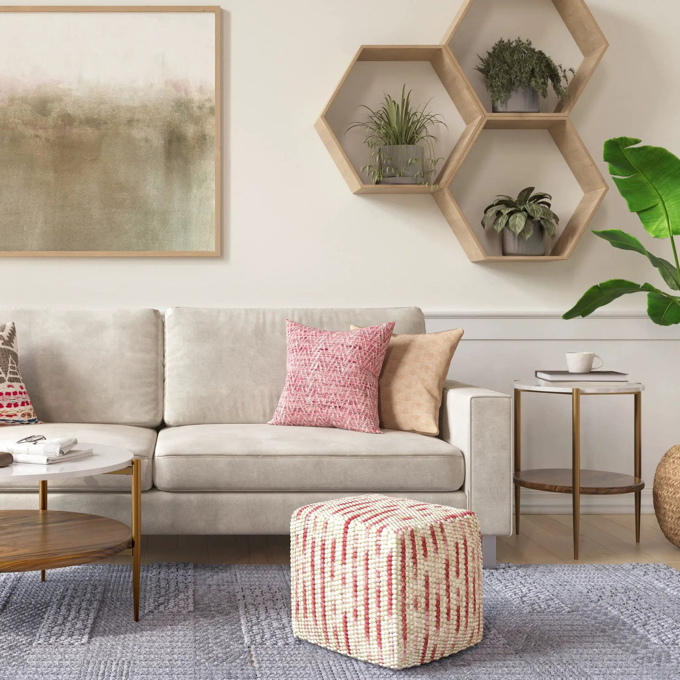 Zoey - Handcrafted Woven Cube Pouf by HouseOfZazla