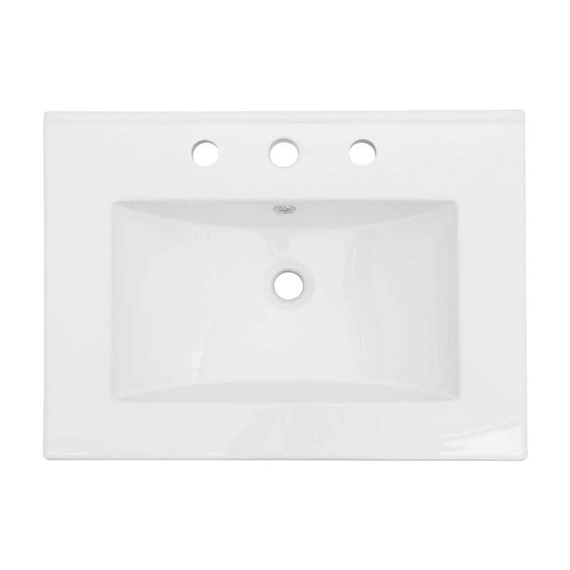 Rectangular Single Vanity Top With 3 Faucet Hole Sink - White by HouseOfZazla