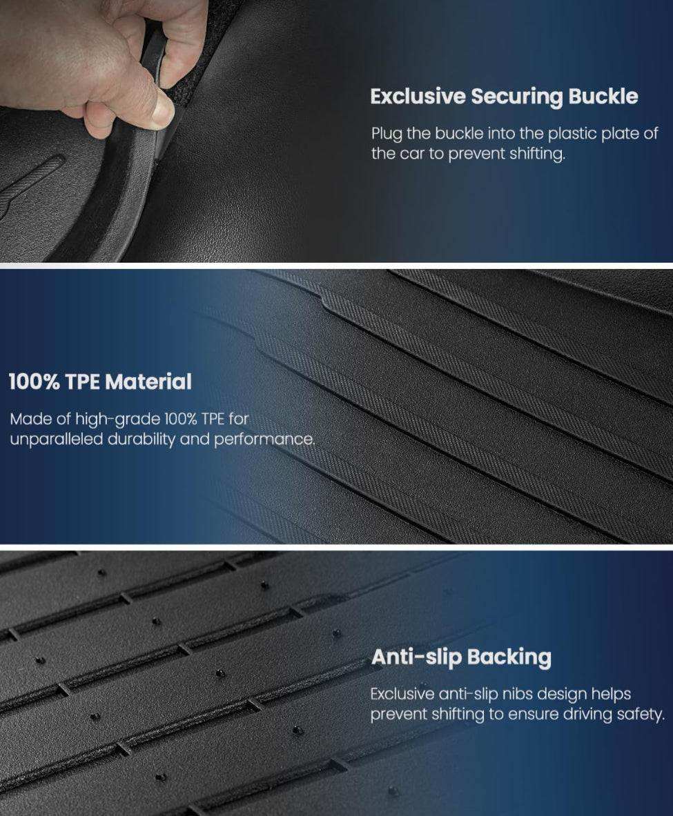 Proud Bird 4.1 1 i (8) Tesla Model Y Floor Mats 2023-2021 (5-Seater), Pure TPE, All Weather Floor Mats Tesla Accessories Model Y Trunk Mat & Floor Mat by Selzalot