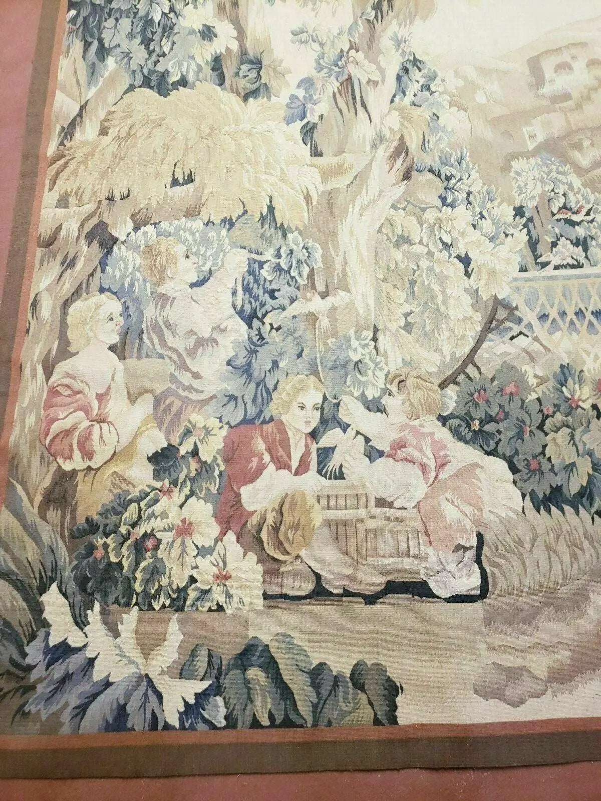 4' X 6' Tapestry French Design Handmade Aubusson Weave Nature One Of A Kind by Jewel Rugs