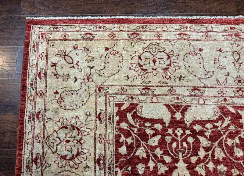 Pakistani Chobi Rug 8x10, Red, Handmade by Jewel Rugs