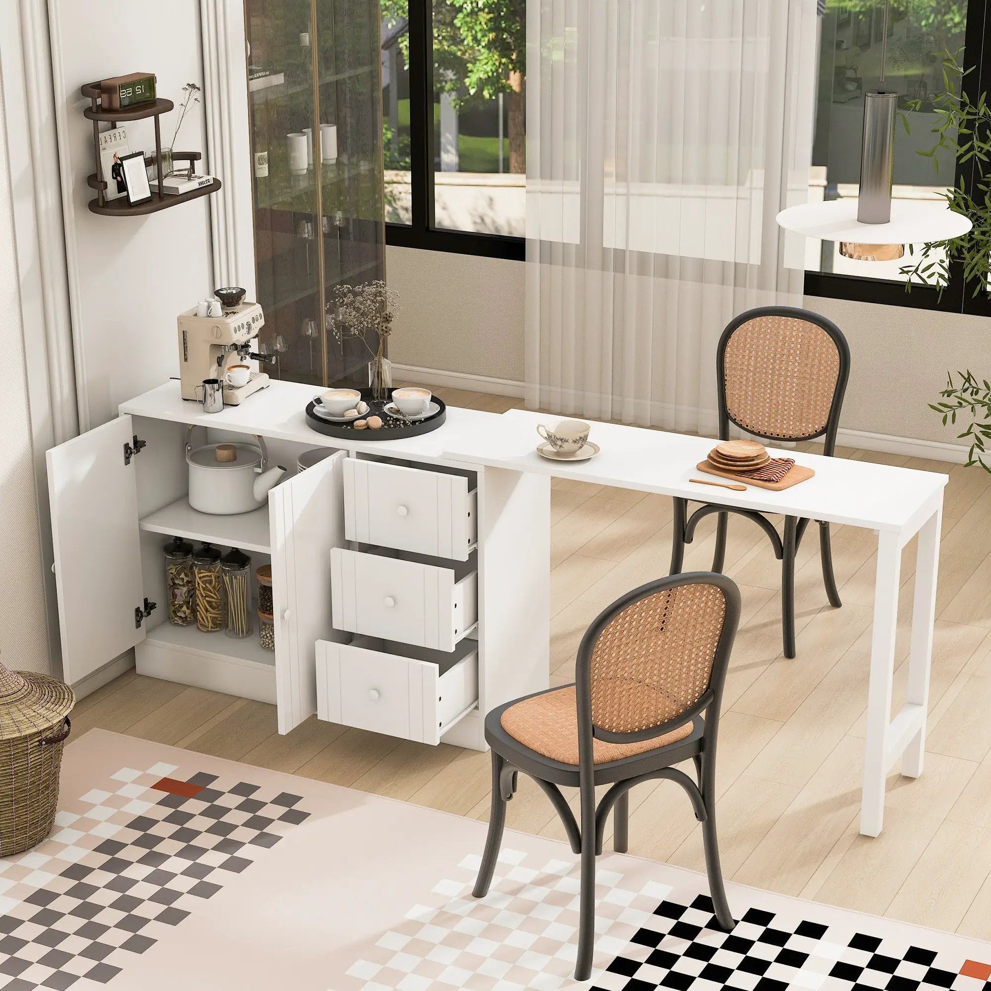 U Style 89.7'' Wooden Sideboard with Extendable Table by HouseOfZazla