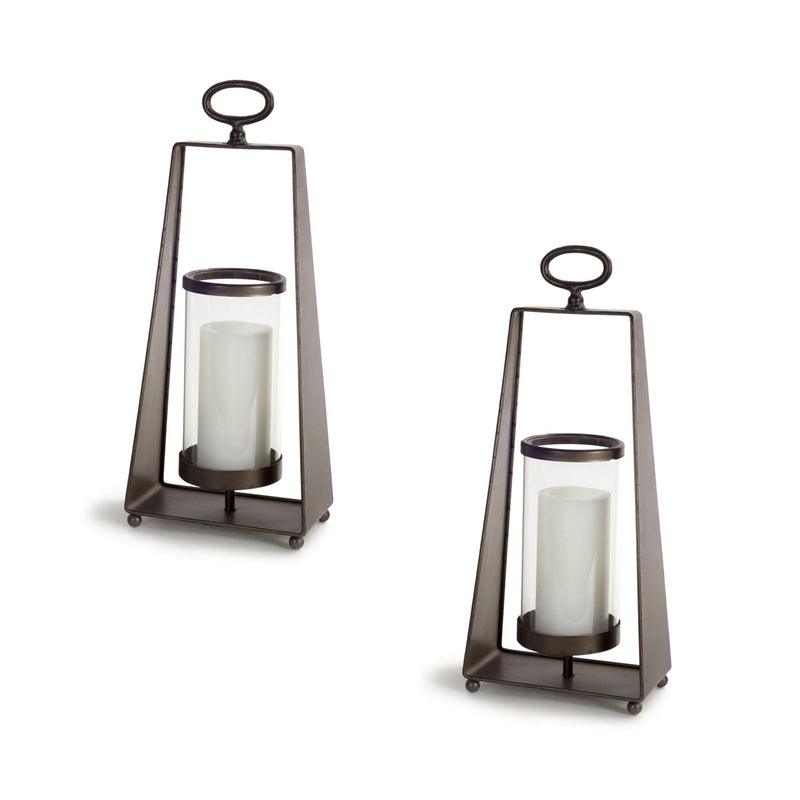 Metal candle holder with tapered frame (set of 2)