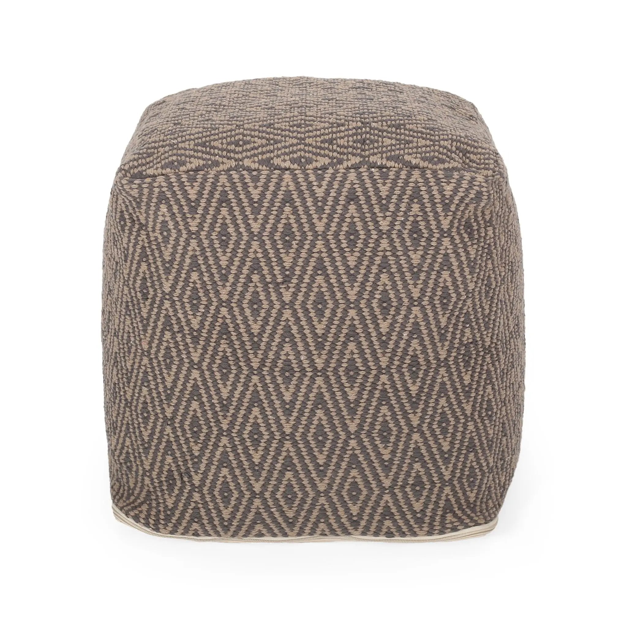 Amuleto - Hand Loomed Cotton Pouf - Dark Gray / Brown by Unique Piece Furniture