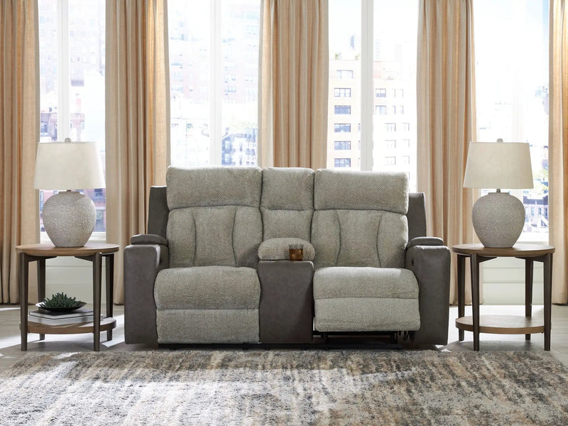 WhipLash - Power Reclining Loveseat With Console / Adj Headrest - Sisal by Unique Piece Furniture