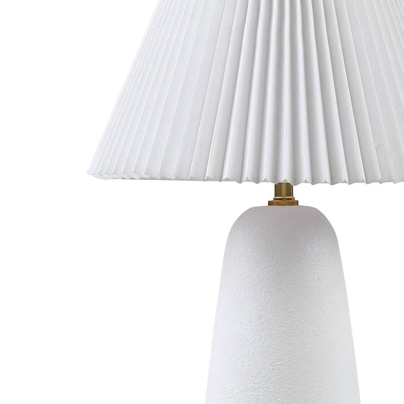 Textured Ceramic Table Lamp with Fluted Fabric Shade - White by HouseOfZazla