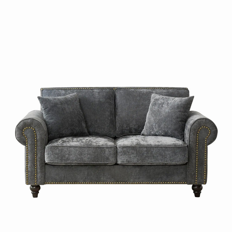 2 Seater Sofa With Rolled Arms, Tufted Upholstered Couch by Unique Piece Furniture