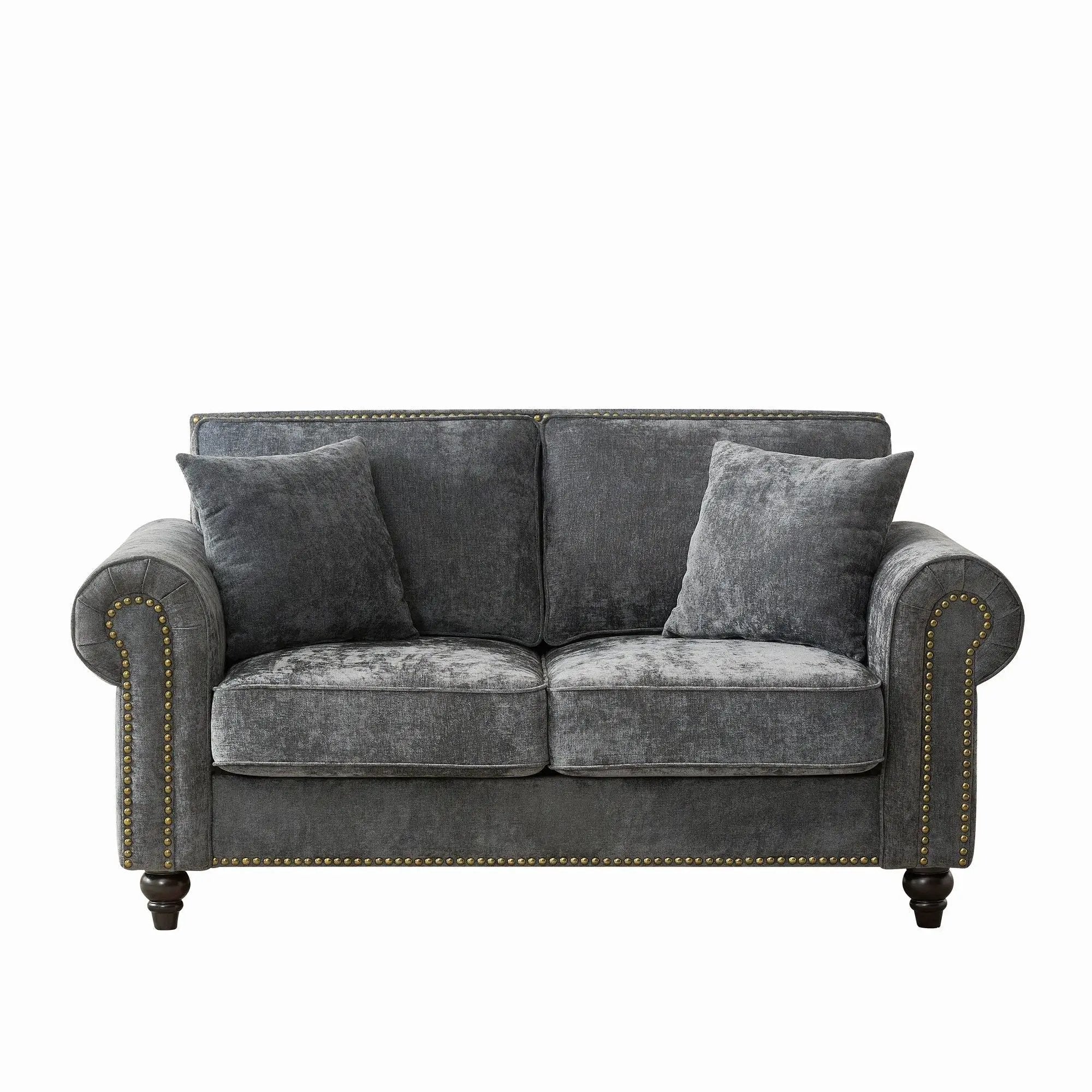 2 Seater Sofa With Rolled Arms, Tufted Upholstered Couch by HouseOfZazla
