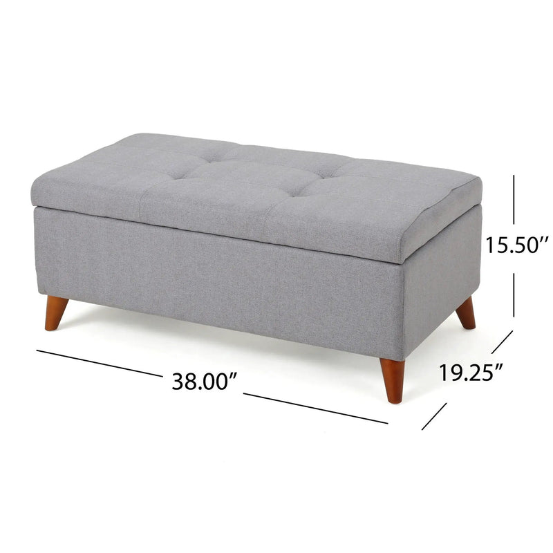 Kinetics Upholstered Storage Ottoman With Lift-Top And Button Tufted Seat - Light Gray by HouseOfZazla