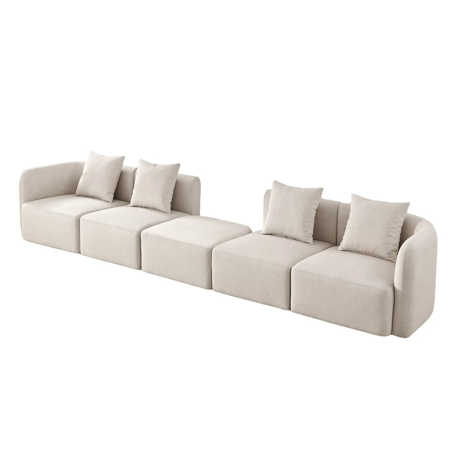 L-Shaped Modular Sectional Sofa With Ottoman, Living Room Furniture Set - Beige by HouseOfZazla