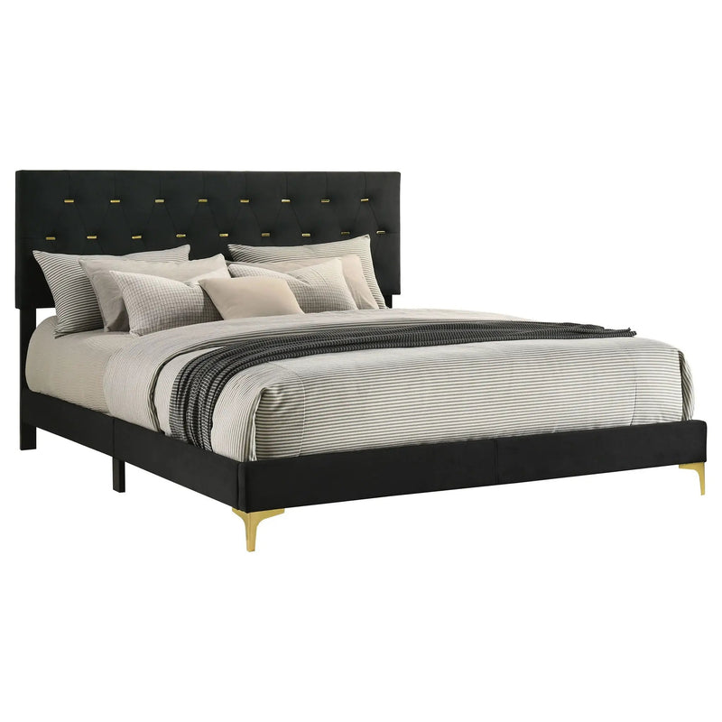 Kendall Upholstered California King Panel Bed Black by Unique Piece Furniture