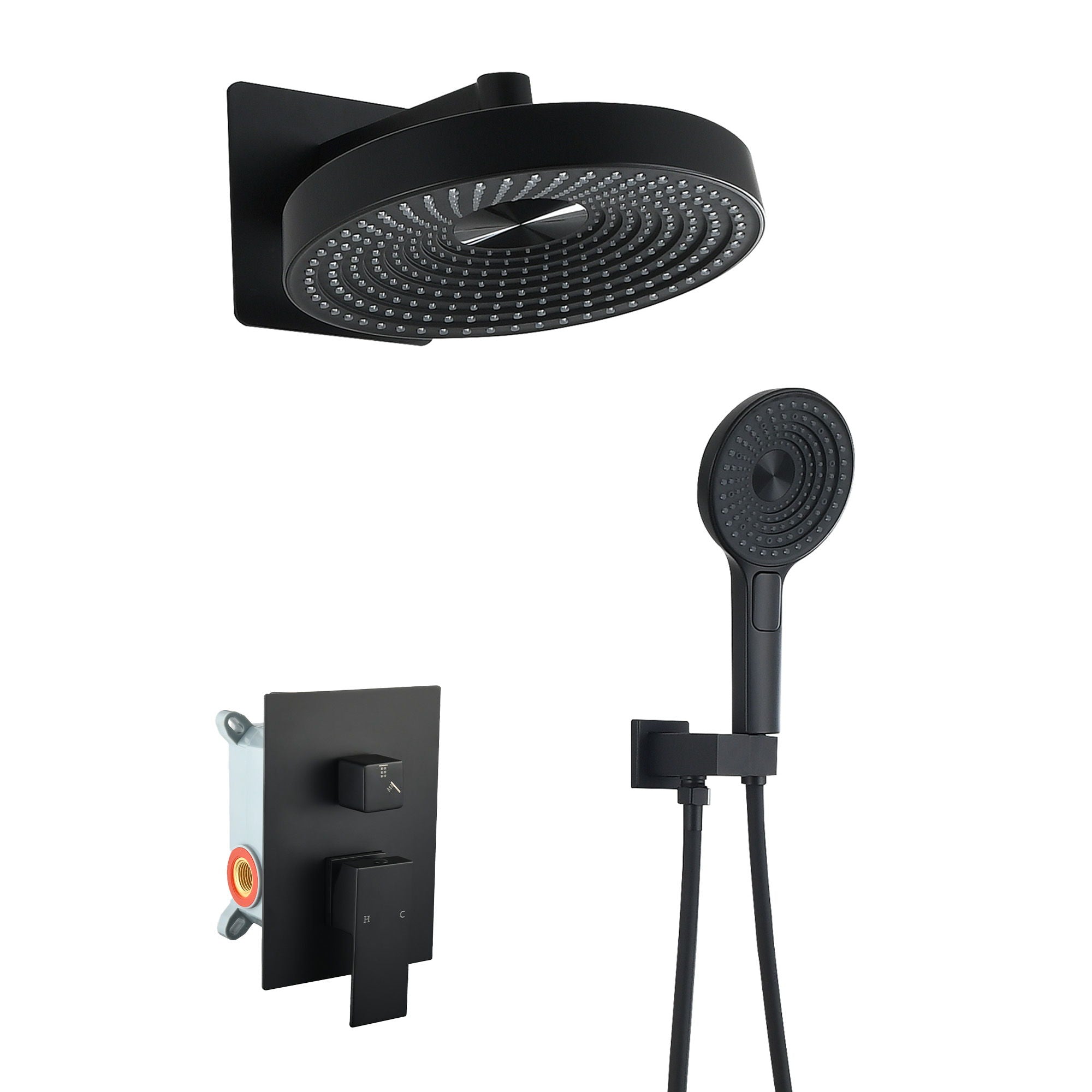 Concealed Shower System 2 Function Set With Control Valve - Matte Black by HouseOfZazla