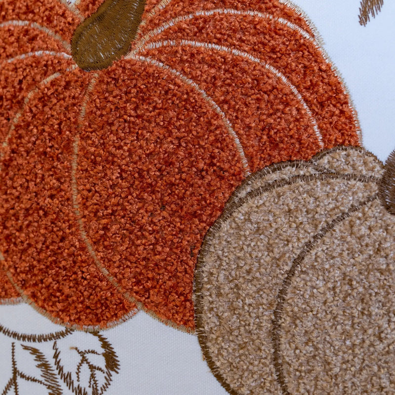 Pumpkin Embroidered Cotton Throw Pillow – Autumn Harvest Accent Cushion Set of 2 by HouseOfZazla