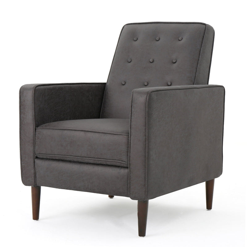 Macedonia - Mid Century Modern Button Tufted Fabric Recliner - Slate by HouseOfZazla