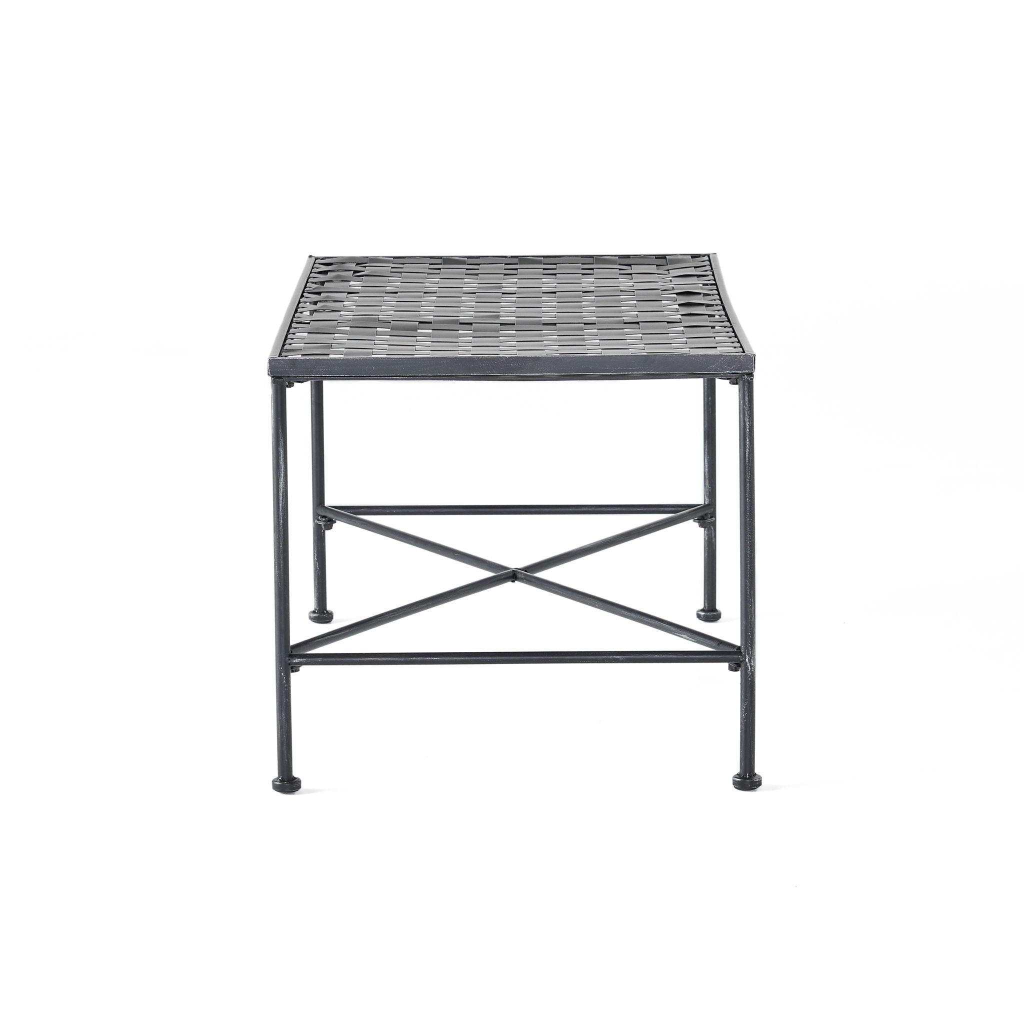 Luna Outdoor Iron Coffee Table - Black Brush Silver by HouseOfZazla