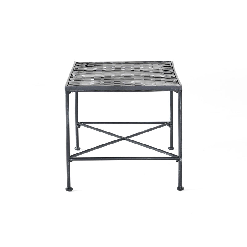 Luna Outdoor Iron Coffee Table - Black Brush Silver by HouseOfZazla